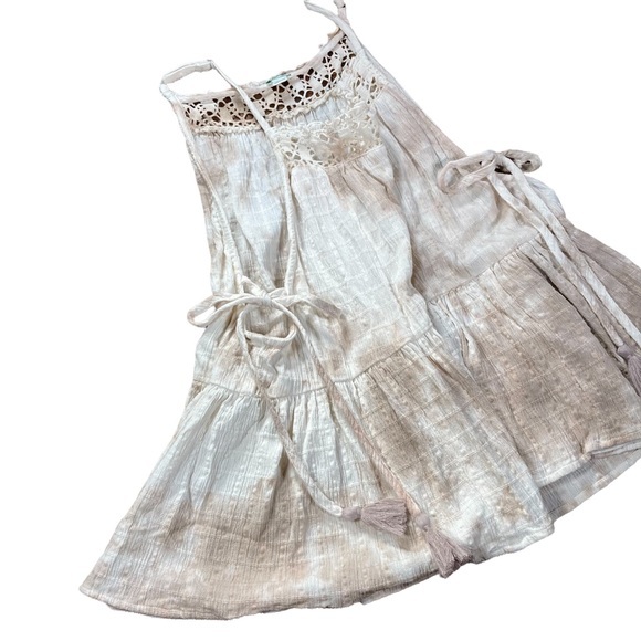 Boho Tie Dye Oversized Tank Top Ties & Tassels Aerie Size Small Crochet Neckline - Picture 12 of 15